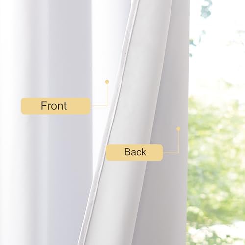 NICETOWN 100% Blackout Curtains & Drapes - Total Privacy Thermal Efficiency Backdrop for Bedroom Room Divider Vertical Blind Living Room Patio Sliding Glass Door, Wide 100 x Long 84 inch, Pure White - Image 4