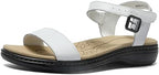 Women's Classic Flat Sandals Leather Open Toes Memory Foam One Band Ankle Strap Adjustable Slip On Shoes - Image 7