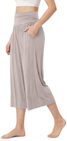 ODODOS Women's Wide Leg Palazzo Lounge Cropped Pants with Pockets Light Weight Comfy Pajama Capri Pants-20/22"/ 24" Inseam by ODODOS