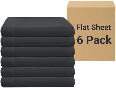 ZPECC Twin Flat Sheets Only Black 6 Pack, Color-Coded Hem Threads by ZPECC-ABrandThatHasBeenFocusedOnBeddingFor20Years