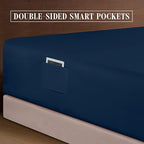 Elegant Comfort 1500 Premium Quality 6-Piece Bed Sheet Set - 18-24 Inch Extra Deep Pocket, Smart Storage Pockets, Wrinkle Free Ultra Soft 6PC Extra Deep Pocket Sheets, California King, Navy Blue - Image 6