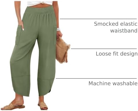 ANRABESS Womens Wide Leg Palazzo Capri Barrel Pants Cropped Trousers - Image 4