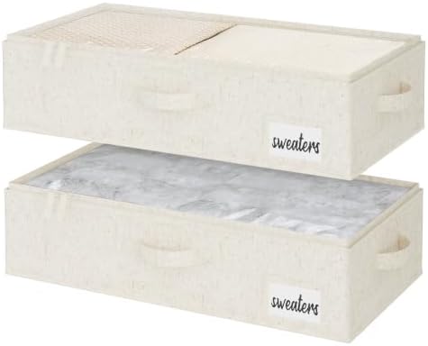 StorageWorks 5 Inch Low Profile Under Bed Storage Containers with Clear Lid by StorageWorks