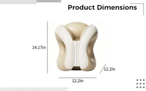 Cream Inflatable Multipurpose Travel Pillow, Steady Neck Support Nap Pillow for Desk, Portable PVC Sleeping Aid for Office, Classroom, Car, Train, Airplane, 12.2 x 12.2 x 14 in / 31 x 31 x 36 cm - Image 5