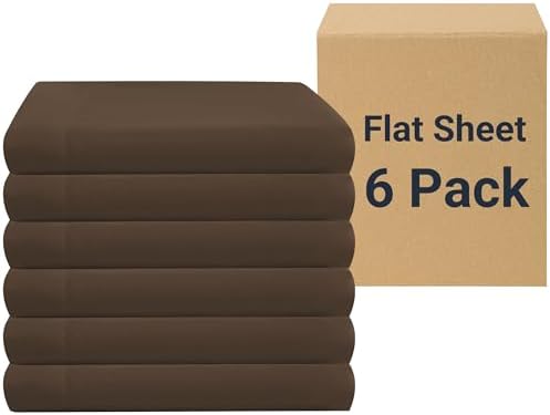 ZPECC King Flat Sheets Only Brown 6 Pack, Color-Coded Hem Threads by ZPECC-ABrandThatHasBeenFocusedOnBeddingFor20Years