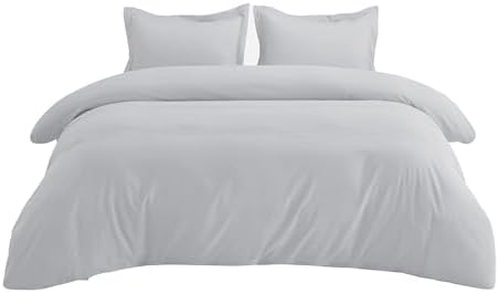 Bedsure Duvet Cover King Size, 3Pcs Double Brushed Bedding Set, Silver Grey - Image 4