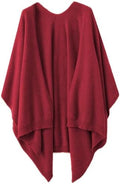 Women's Shawl Wrap Plus Size Cardigan 100% Merino Wool Poncho Cape Fall Winter Open Sweater Coat by Ailaile