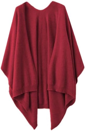 Women's Shawl Wrap Plus Size Cardigan 100% Merino Wool Poncho Cape Fall Winter Open Sweater Coat by Ailaile