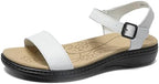 Women's Classic Flat Sandals Leather Open Toes Memory Foam One Band Ankle Strap Adjustable Slip On Shoes by Jofofun