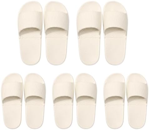 Travel Slippers for Women, Foldable, 5 Pairs, Pink and White US 5.5-8.5 by Unknown