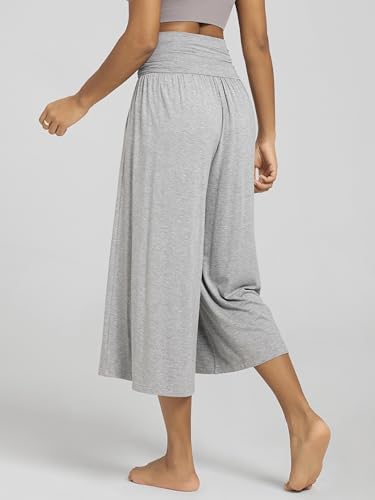 ODODOS Women's Wide Leg Palazzo Lounge Cropped Pants with Pockets Light Weight Comfy Pajama Capri Pants-20/22"/ 24" Inseam - Image 3