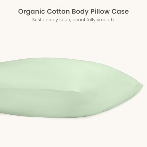 Bioweaves 100% Organic Cotton Body Pillow Cover for Body Pillowcases 300 Thread Count Soft Sateen Weave GOTS Certified with Zipped Closure - 21" x 54", Pastel Green (Pack of 2) - Image 3