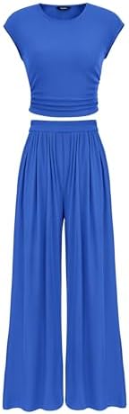 PRETTYGARDEN Women Summer 2 Piece Ribbed Knit Lounge Sets by PRETTYGARDEN