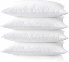 Acteb Medium Support Bed Pillows King Size Set of 4 Pack for Sleeping 20"x36", Hypoallergenic Skin Friendly Down Alternative Filling for Side Stomach Back Sleeper Machine Washable by Acteb