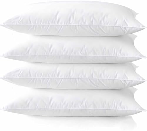 Acteb Medium Support Bed Pillows King Size Set of 4 Pack for Sleeping 20"x36", Hypoallergenic Skin Friendly Down Alternative Filling for Side Stomach Back Sleeper Machine Washable by Acteb