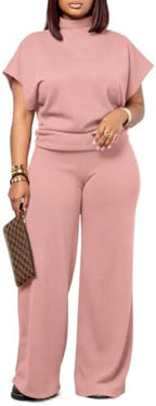 PINSV Women's Fleece Lined 2 Piece Set Wide Leg Pants - Image 2