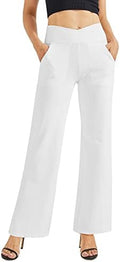G4Free EverGoing Wide Leg Yoga Pants for Women Crossover Waist with Pockets by G4Free