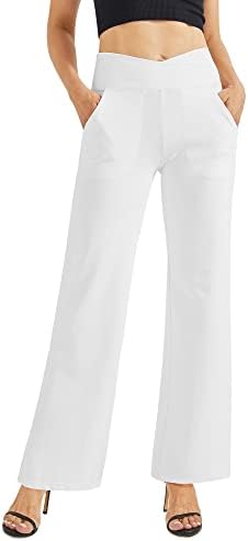 G4Free EverGoing Wide Leg Yoga Pants for Women Crossover Waist with Pockets by G4Free