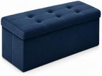 ALASDO 30 Inch Folding Storage Ottoman Bench with Hidden Storage, Velvet Storage Ottoman Foot Rest Stool, End of Bed Bench for Bedroom, Living Room, Entryway and Closet, Navy Blue by ALASDO