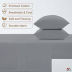 ARlinen 4 Piece Twin XL Sheet Sets, Egyptian Cotton, 10-Inch Deep, Light Grey - Image 2