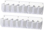 2 Pieces Shoe Storage Pocket Organizer Bedside Holder Bag Rack Hanging Non Woven Saving Easy Install Suitable for RV Bedroom, White by Fonowx