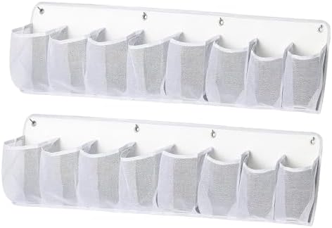 2 Pieces Shoe Storage Pocket Organizer Bedside Holder Bag Rack Hanging Non Woven Saving Easy Install Suitable for RV Bedroom, White by Fonowx