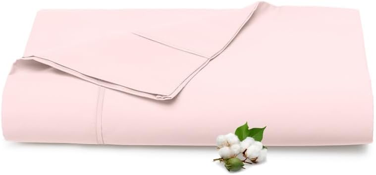 Pizuna Pure 100% Cotton Full Flat Sheet 600 Thread Count Light Pink by Pizuna