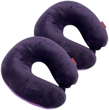 Bookishbunny 2pks U Shape Microbead Travel Neck Pillows Neck Head Support Airplane Bus Train Car Traveling Driving (Purple) by Bookishbunny