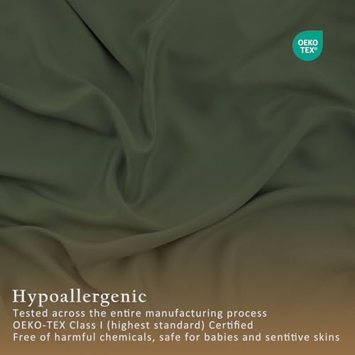 TOSMO Luxury Pillow Case Set of 2 - Cooling Viscose Derived from Bamboo, Oeko-TEX, Breathabl Silky Soft Pillow Cases with Envelope Closure (King / 20x36, Olive) - Image 5