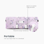Wake In Cloud - Cot Nap Mat with Pillow and Blanket, 100% Cotton Fabric, for Toddler Kids Girls Ages 3 Plus in Daycare Kindergarten Preschool with Elastic Corner Straps, Floral Flowers - Image 3