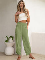ANRABESS Womens Wide Leg Palazzo Capri Barrel Pants Cropped Trousers - Image 2