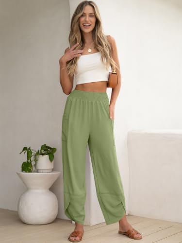 ANRABESS Womens Wide Leg Palazzo Capri Barrel Pants Cropped Trousers - Image 2