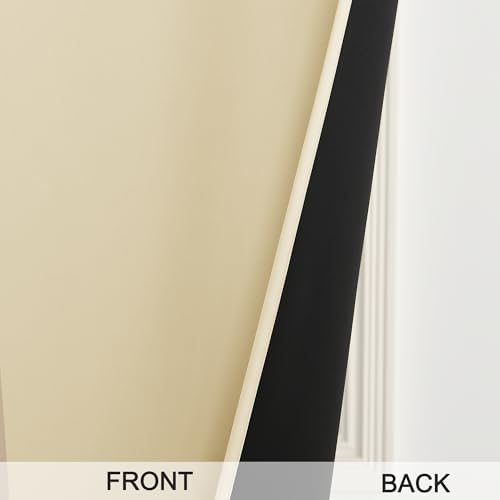 RYB HOME 2 Panels 100% Blackout French Door Curtains Set of 2 - W26 x L40, Biscotti Beige - No Drill Door Window Curtains Thermal Insulated Privacy Assured Shades for Front Entrance - Image 7