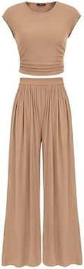 PRETTYGARDEN Women Summer 2 Piece Ribbed Knit Lounge Sets by PRETTYGARDEN