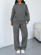 Trendy Queen Womens Oversized Hoodie Wide Leg Pants 2 Piece Lounge Set - Image 2