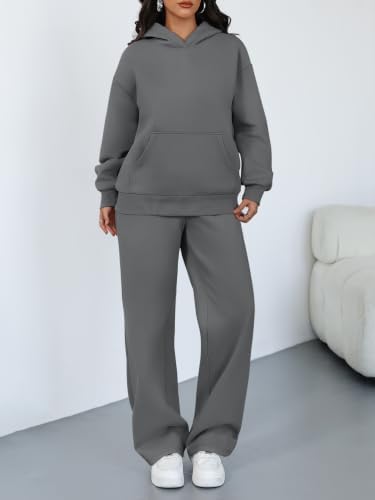 Trendy Queen Womens Oversized Hoodie Wide Leg Pants 2 Piece Lounge Set - Image 2