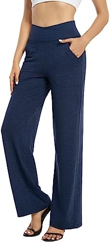 G4Free EverGoing Wide Leg Yoga Pants for Women Crossover Waist with Pockets by G4Free