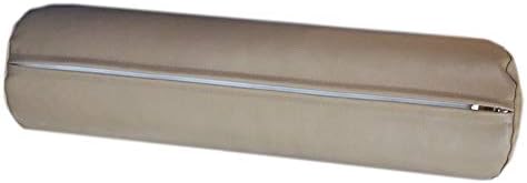 PU Leather Waterproof Long Bolster Cervical Pillow Round Roll Cylinder Bolster Neck Pillow Waist Back Pillow Creative Feet Support Cushion (Khaki, 18×50cm) - Image 6
