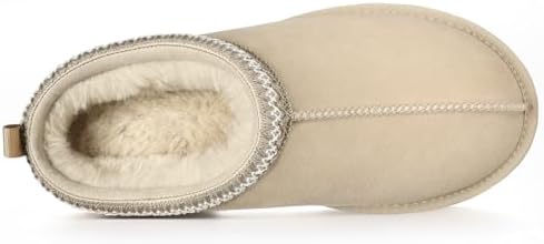 Litfun Women's Genuine Suede Fur Lined Slippers Fuzzy Winter House Shoes - Image 5