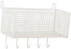 Bedside Hanging Storage Basket, Iron Shelf, Portable Hanging Organizer, Shelf for Bed, Bunk Bed, Dorm Room, White, L with Hooks - Image 7