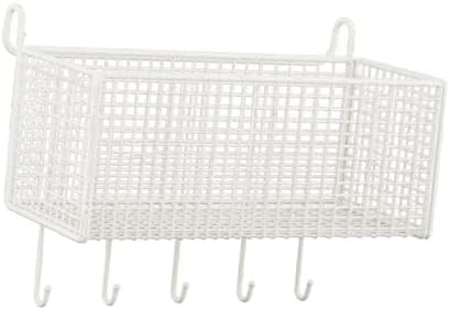 Bedside Hanging Storage Basket, Iron Shelf, Portable Hanging Organizer, Shelf for Bed, Bunk Bed, Dorm Room, White, L with Hooks - Image 7