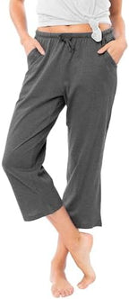 Sexy Basics Women's 100% Cotton Lounge Pants | Capri Style Pajama Sleep Bottoms | Drawstring & Pockets |Multi-Packs & Colors - Image 2