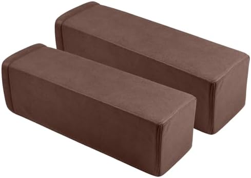 2 Pack Couch Arm Rest Pillow, 6''x6''x20'' Faux Leather Waterproof Cover, High Density Foam Armrest Cushion, Removable & Washable Elbow Support for Sofa, Bed, and Armchair (Dark Brown) by MMuteTouch