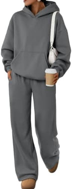 Trendy Queen Womens Oversized Hoodie Wide Leg Pants 2 Piece Lounge Set by TrendyQueen