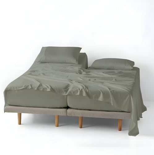 ARlinen 5PC Split King Sheets for Adjustable Bed, 15-Inch Deep, Light Grey by ARlinen