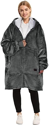 Catalonia Zip Up Wearable Blanket Hoodie, Oversized Sherpa Sweatshirt by Catalonia