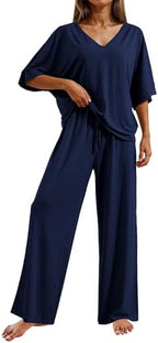 Ekouaer Pajama Sets Womens 2 Piece Short Sleeve Long Pants Pjs Lounge Set by EKOUAER