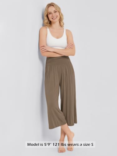 ODODOS Women's Wide Leg Palazzo Lounge Cropped Pants with Pockets Light Weight Comfy Pajama Capri Pants-20/22"/ 24" Inseam - Image 4