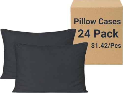 ZPECC Bulk Pillow Cases Standard Size 24 Pack, Dark Gray by ZPECC-ABrandThatHasBeenFocusedOnBeddingFor20Years