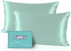 Gabire Mulberry Silk Pillow Cases Set of 2, Both Sides Real Silk Pillow Cover for Hair and Skin Cool Pillowcase Organic Silk Pillowcase 2 Pack with Hidden Zipper, Sage Green, Queen (20"×30") by MulberrySilkPillowcases